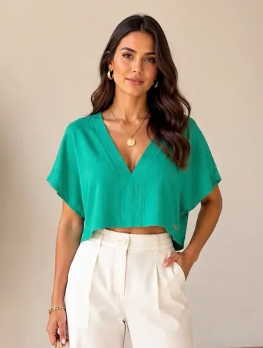 Cropped tam P verde bandeira My Place