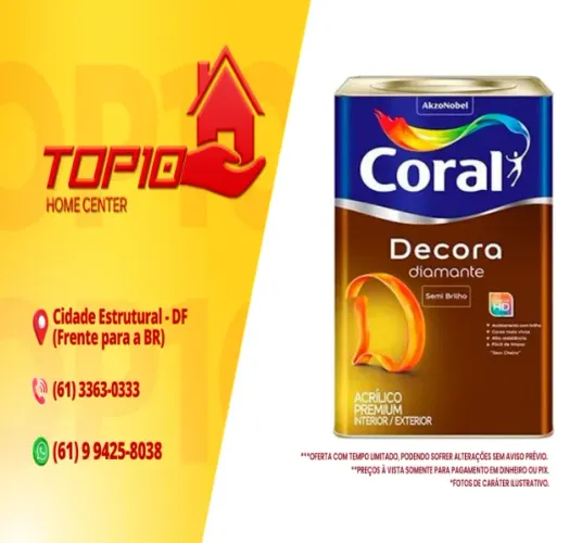 Tinta Decora Diamante Semi Brilho 16lt - Coral A partir de R$ 699,9