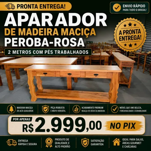 Aparador de madeira maciça 2 metros $ 2.999,00 no Pix a pronta entrega
