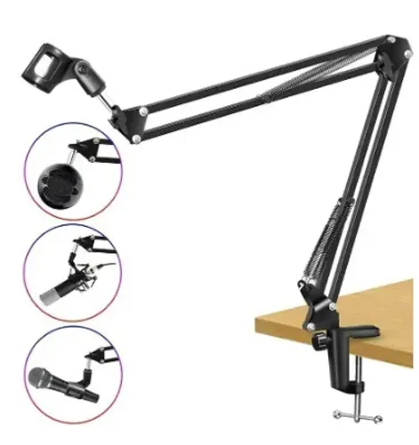 Braço Articulado Suporte Microfone Profissional Hyperx Quadcast E Solocast Mesa Podcast