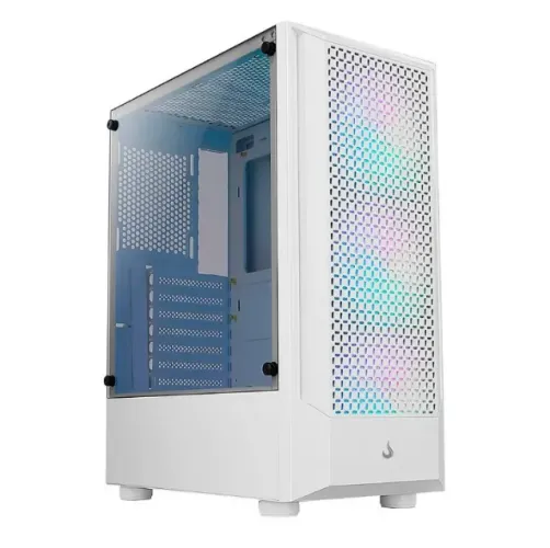 Gabinete Gamer Rise Mode Wave White, Mid Tower, Vidro Fumê, ARGB, ATX, 3 Cooler -Loja Fs