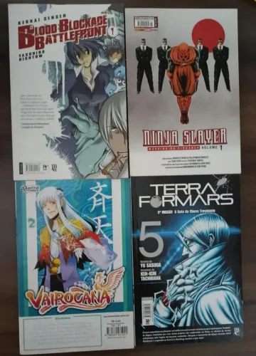 Mangás: Terra formars 5, Ninja Slayer 1, Vairocana 2, blood blockade 1