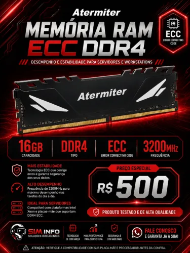 MEMÓRIA RAM ATERMiter ECC DDR4 16GB 3200MHz