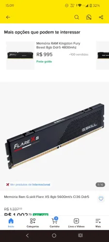 Memória ram 6000mt/s Cl 36