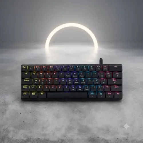 Teclado mecânico com fio, switch azul, RGB personalizável