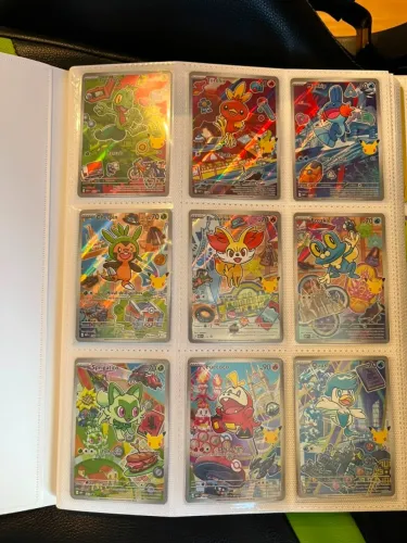 fichario de cartas de pokemon!contem full arts,secretas e parceiros serie 3 completo