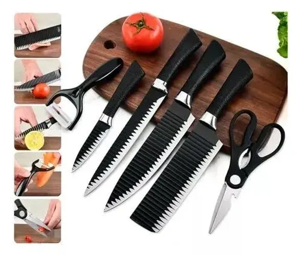 Jogo de Facas Profissional Kit 6 Peças Churrasco Cozinha Peças Aço Inox