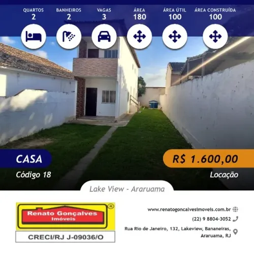 Casa para aluguel anual no Lake View em Araruama