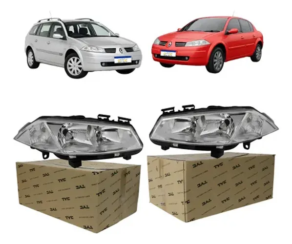 Farol Renault Megane 2006 A 2013 Par Elétrico Sem Motor Tyc Ambos Lados