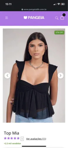 top mia pangeia, tamanho P