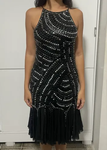 Vestido de festa preto Le Lis Blanc - Tam 38