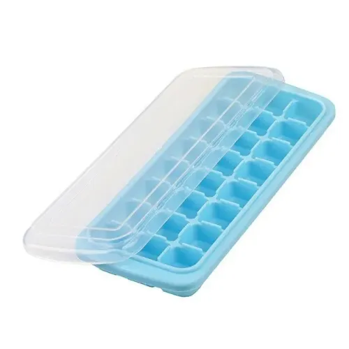 forma gelo silicone flexível 24 cubos c/ tampa empilhável b-max bm-f957