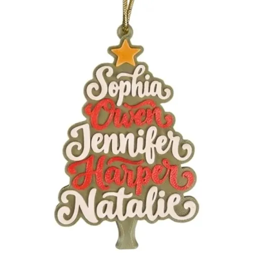 Enfeite de Árvore de Natal Personalizado para Celebrar Momentos Nomes Decoração Natalina