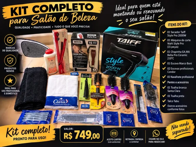 KIT COMPLETO PARA SALÃO / PROFISSIONAL - NOVO