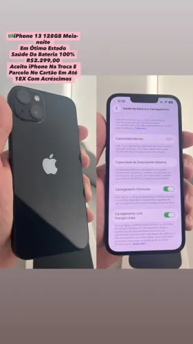iPhone 13 128GB Meia-noite ( Saúde Da Bateria 100% ) Usado