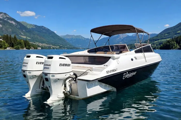 Ecomariner 25 Open, equipada com dois motores de popa Evinrude 250 HP.