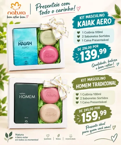 Kits Masculinos e Femininos Natura 