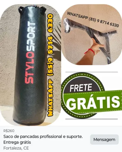Saco de pancadas 1, 20 MT cheio reforçado e suporte de parede. Entrega grátis 