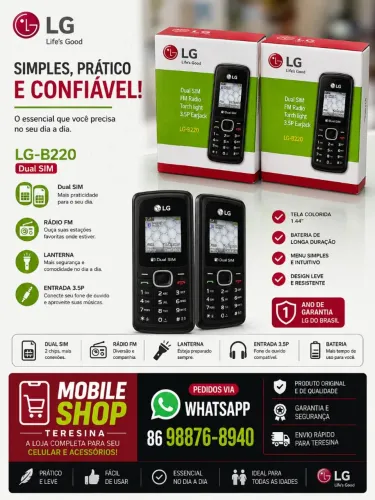 Celular LG B220 Dual SIM Rádio FM Lanterna - Novo na Caixa