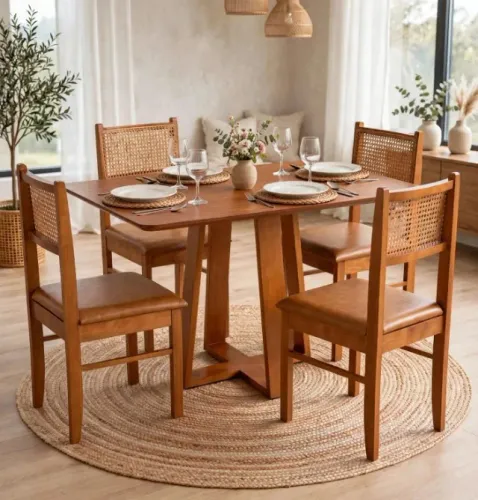 Conjunto Mesa íris 1,20x0,80 c/4 cadeiras courissimo tela