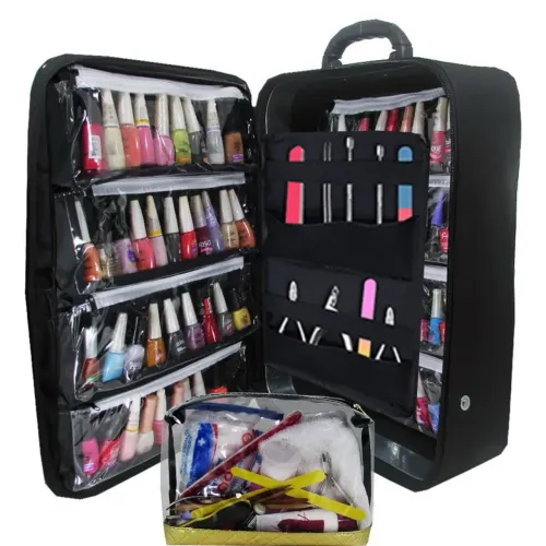 Mala Mochila Organizadora Para Manicure Esmaltes Nail Designer Com Necessaire