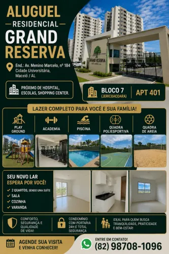 Apartamento 2 Quartos (1 Suíte) para Aluguel - Grand Reserva | Cidade Universitária