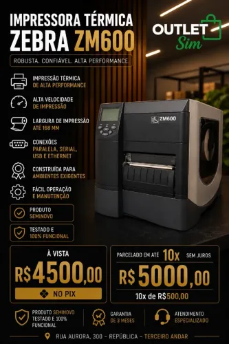 Impressora Térmica Zebra ZM600 Industrial