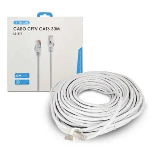 Cabo de Rede CAT6 30 Metros Crimpado RJ45 - Entrega grátis em Campo Grande MS