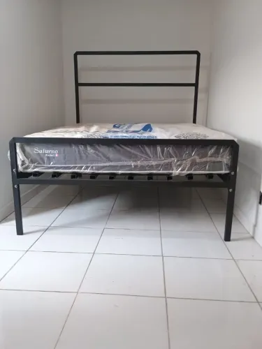 CAMA DE FERRO QUEEN + COLCHÃO