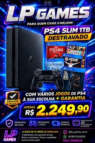 Ps4 slim 1tb DESTRAVADO COM JOGOS A SUA ESCOLHA GARANTIA DE LOJA