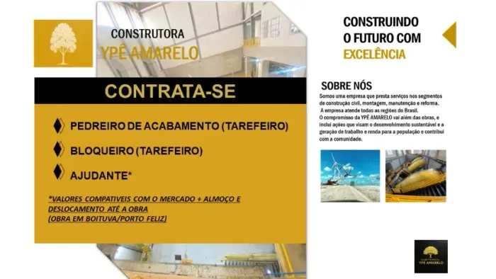 CONTRATA-SE EQUIPE PARA OBRA EM BOITUVA/PORTO FELIZ 