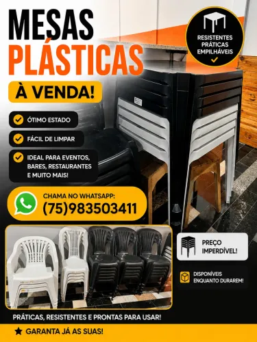 Vende-se mesas e cadeiras plásticas 