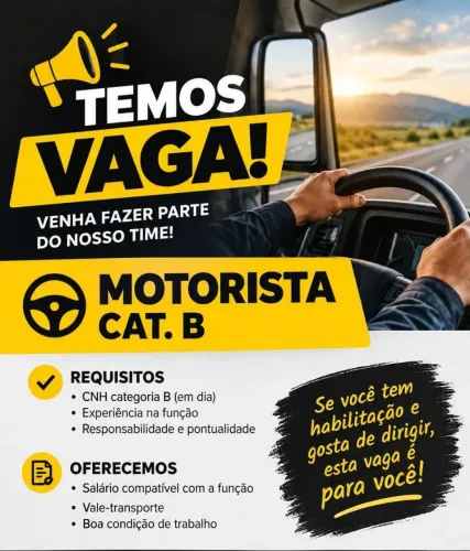 Vaga para motorista categoria B