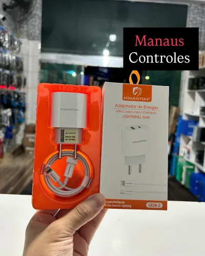 Carregador 50W Turbo para IPhone Fonte + Cabo