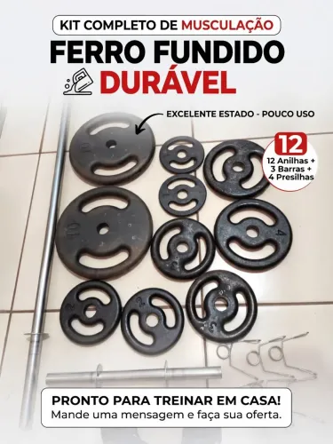 50kg em anilhas para musculação com barras.