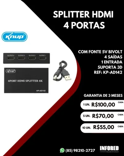 Splitter HDMI 4 portas