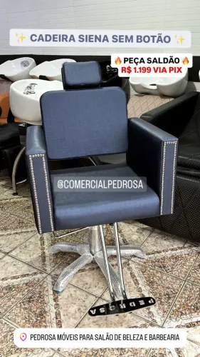 Cadeira Hidráulica Azul com Tachinhas para Cabeleireiro Maquiagem Nova