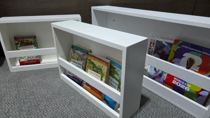 Kit Prateleiras Livreiro Infantil Branca MDF - 3 Peças (Quarto Infantil)