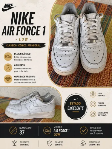 Tênis Nike - Air Force 1 Low - Branco - Tamanho 37
