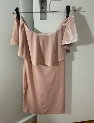 Vestido de Veludo Usado Perfeito Estado Rosa Claro Rosé Forever 21
