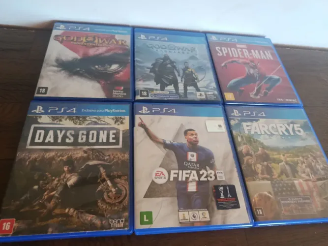 Kit 6 Jogos PS4 Originais - Spider-Man, God of War, FIFA 23 + Far Cry 5