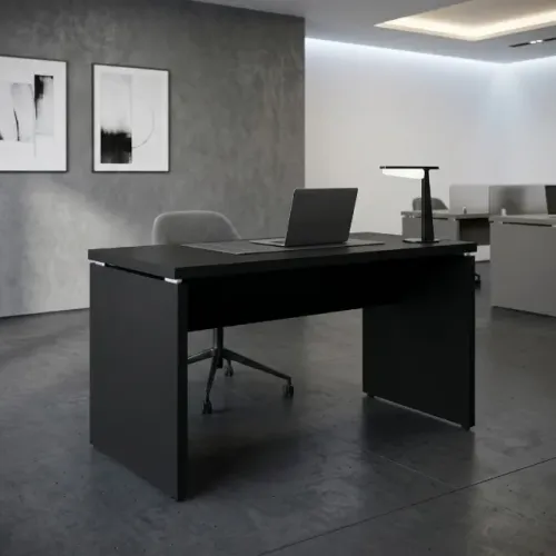 Mesa Escritório 1,70x0,70m Preta Estrutura Reforçada Tampo Espesso Alta Durabilidade 26007