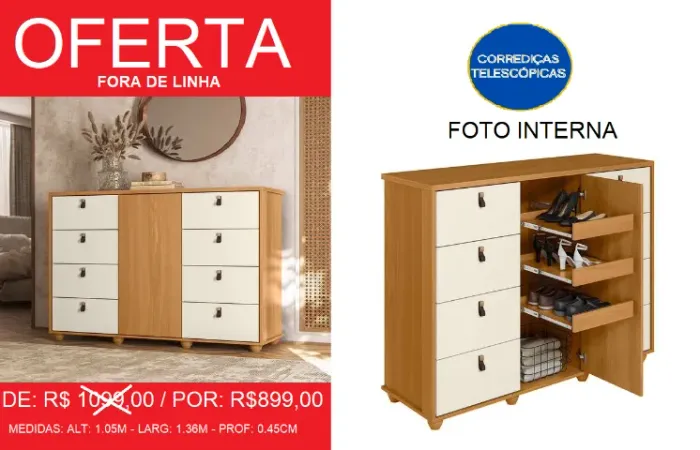 cômoda 1,36x1,05m - oferta!