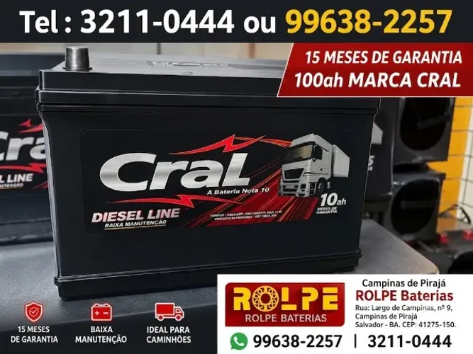 Bateria \\\100 AH -Cral com 15 Meses de garantia \\c\TROCA