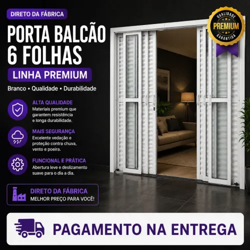 Porta Balcão 6 Folhas Premium 210x150 Direto da Fábrica
