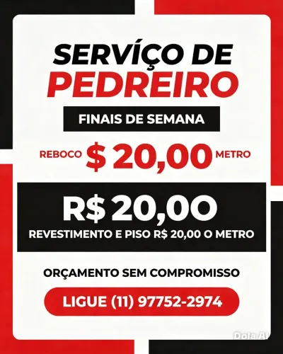 Reboco 20 reais o metro