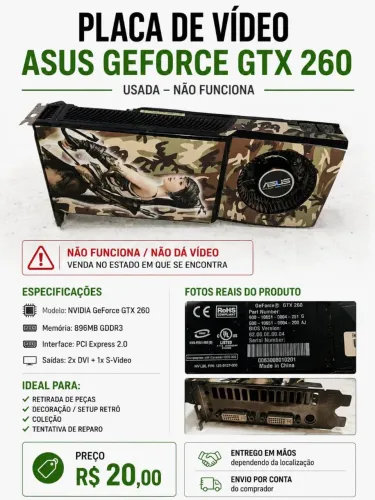 Placa de vídeo GTX 230 1GB Asus - Com defeito