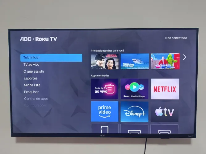 1-Tv 43 polegadas 4K AOC, 1-Caixa de Som acústica Philco 600W, 2-Ventiladores Turbo.