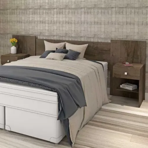 Cabeceira Casal com Mesa de cabeceira Belgica 2 Gavetas para Cama de 1,38 e 1,58