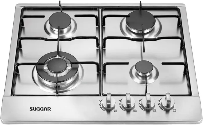 SUGGAR COOKTOP A GÁS 4 BOCAS MESA EM AÇO INOX TRIPLA CHAMA LATERAL BIVOLT